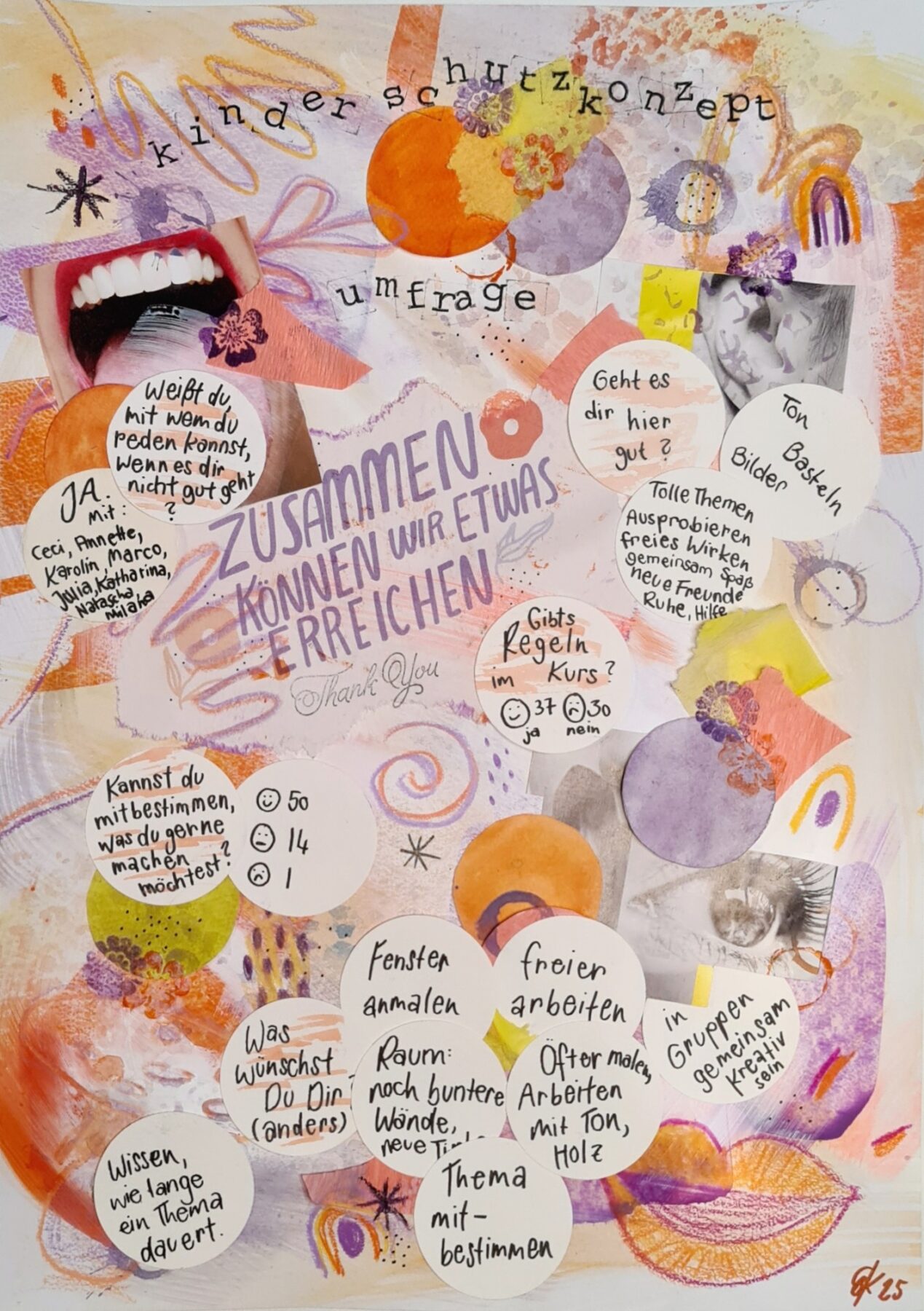 Collage, bunt, mit Ergebnissen aus der Umfrage. Mehr Infos zum Thema bitte über den Link